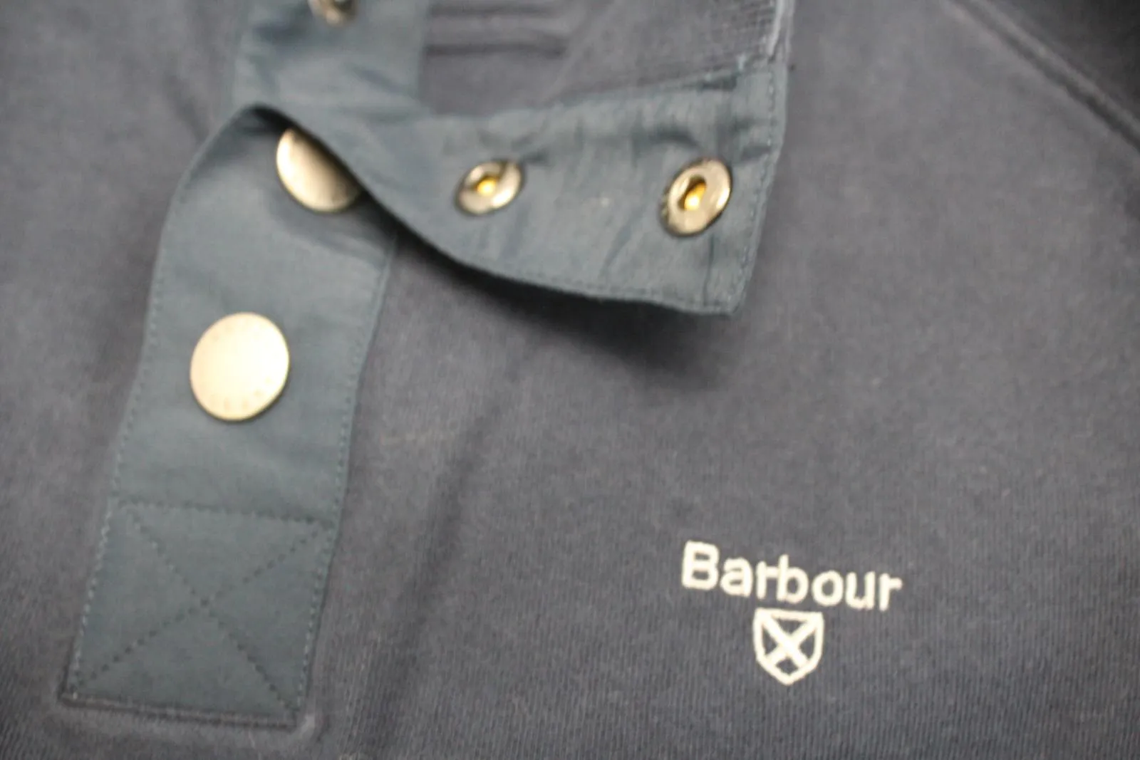 BARBOUR Men's Half Snap Button Pure Cotton Jumper Sweatshirt Navy Blue L