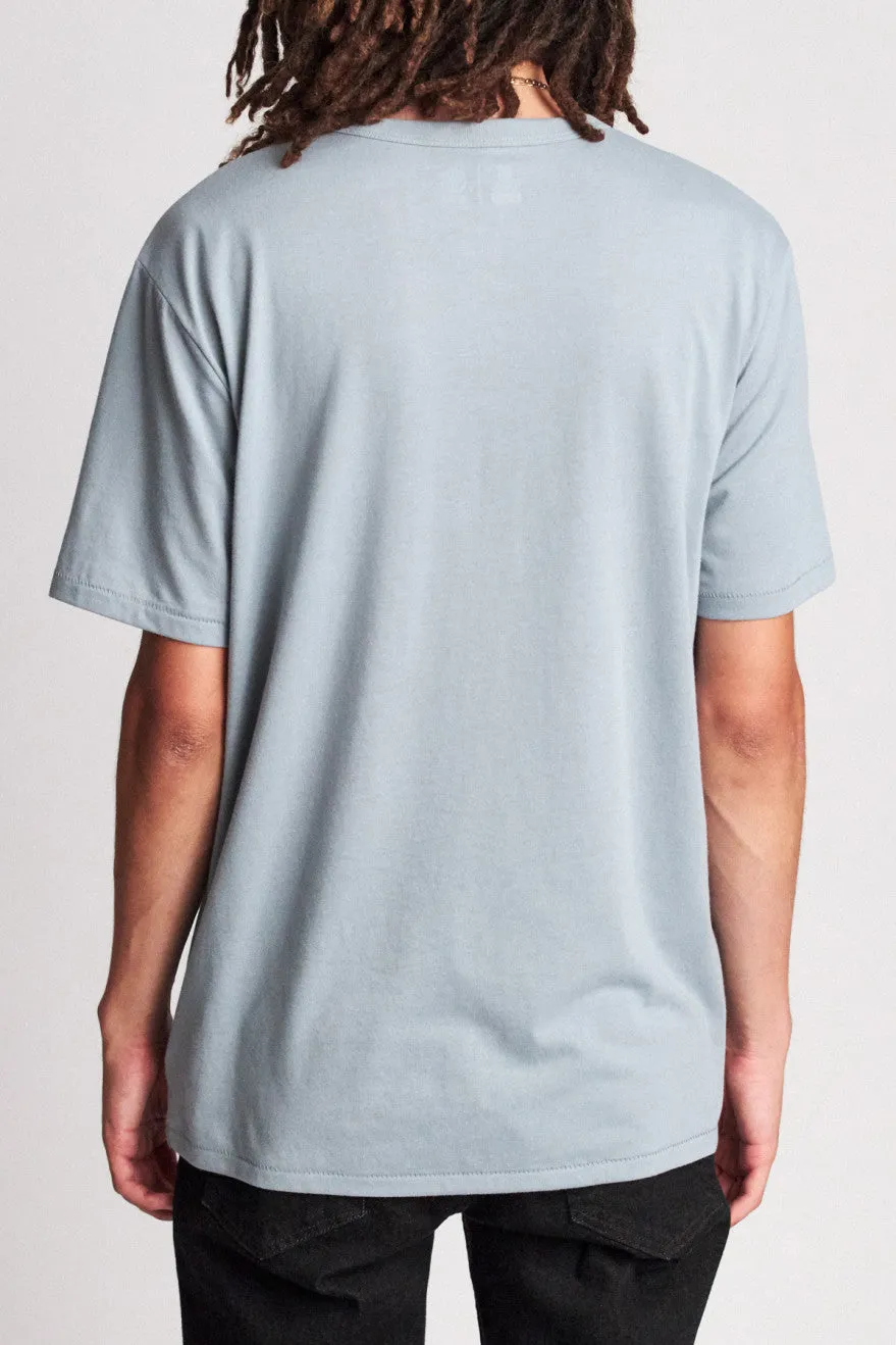 Basic S/S Henley - Blue Stone