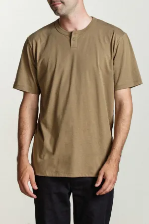 Basic S/S Henley - Dusty Olive