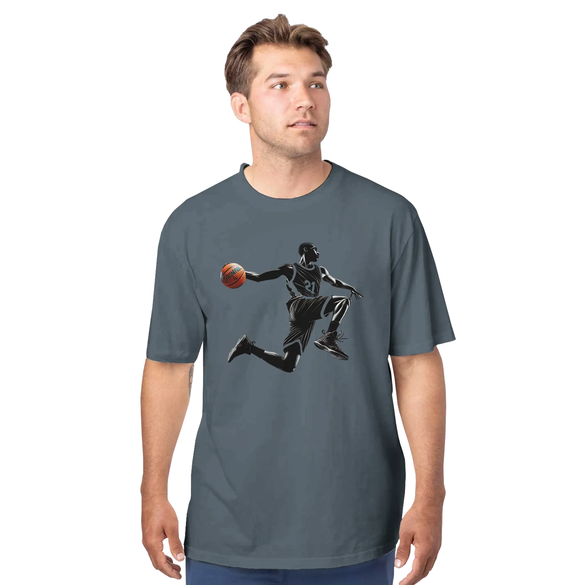 Basketball Player Mid-Air, Unisex Reclaimist Crewneck T-Shirt | Econscious EC1070