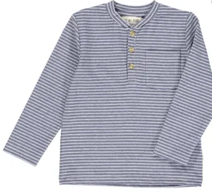 Baxter Blue & White Stripe Long Sleeve Henley - Select Size