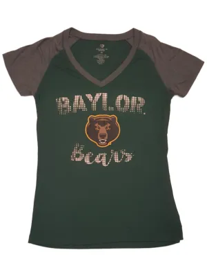 Baylor Bears Colosseum WOMENS Green Burnout Ultra Soft SS V-Neck T-Shirt (M)