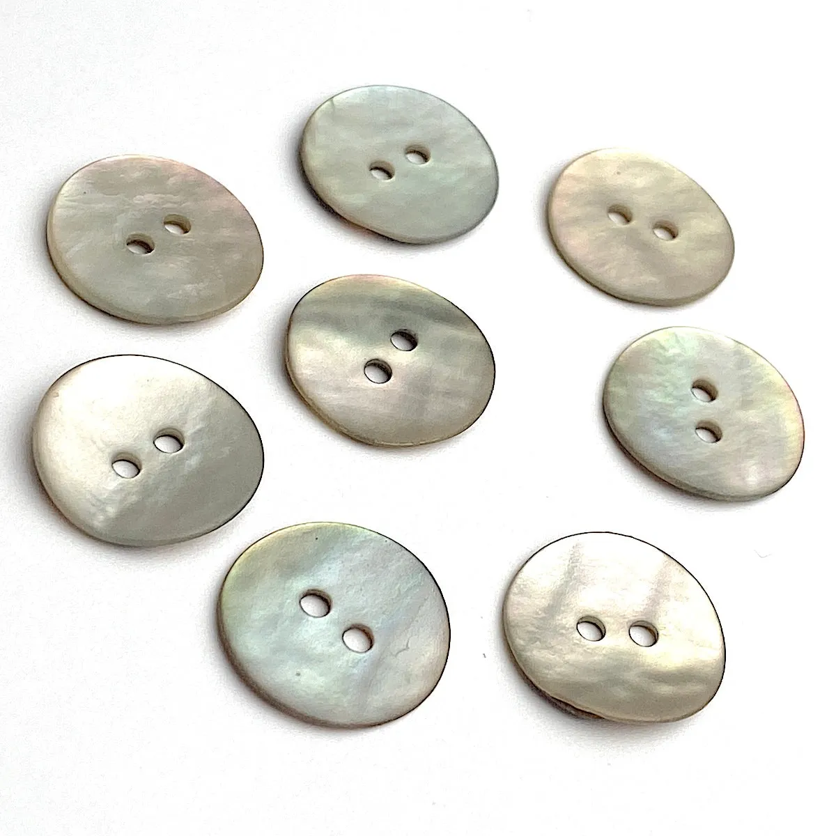 Beige Velvet Pastel Rainbow Agoya Shell 5/8" 2-hole Button, Pack of 8 for $7.20   #1215