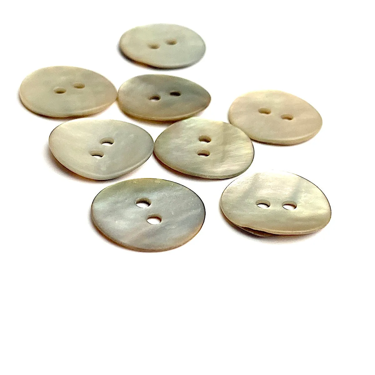 Beige Velvet Pastel Rainbow Agoya Shell 5/8" 2-hole Button, Pack of 8 for $7.20   #1215