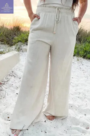 Beige Wide Leg Plus Size Pants