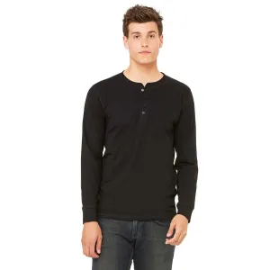 Bella   Canvas Men's Black Jersey Long-Sleeve Henley