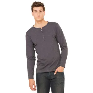 Bella   Canvas Men's Dark Grey Heather Jersey Long-Sleeve Henley