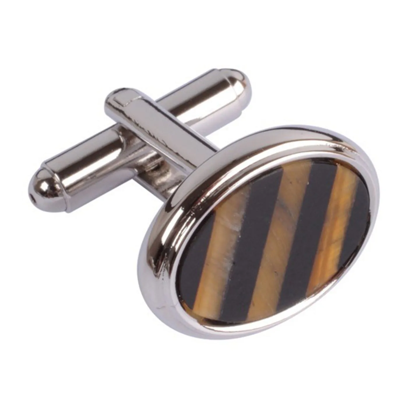 Black & Brown Striped Circle Cufflinks