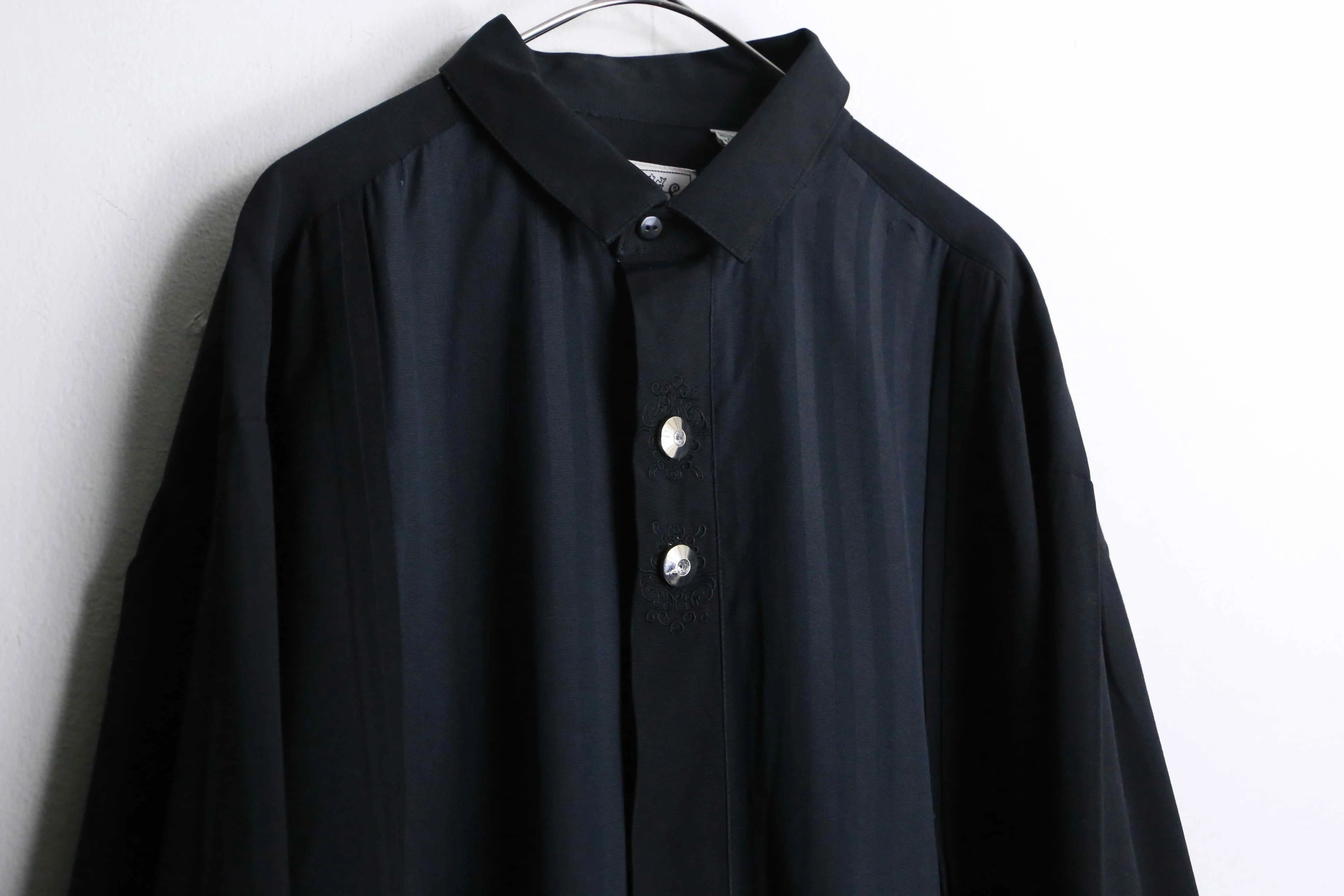 black color stripe design metallic bottans shirt