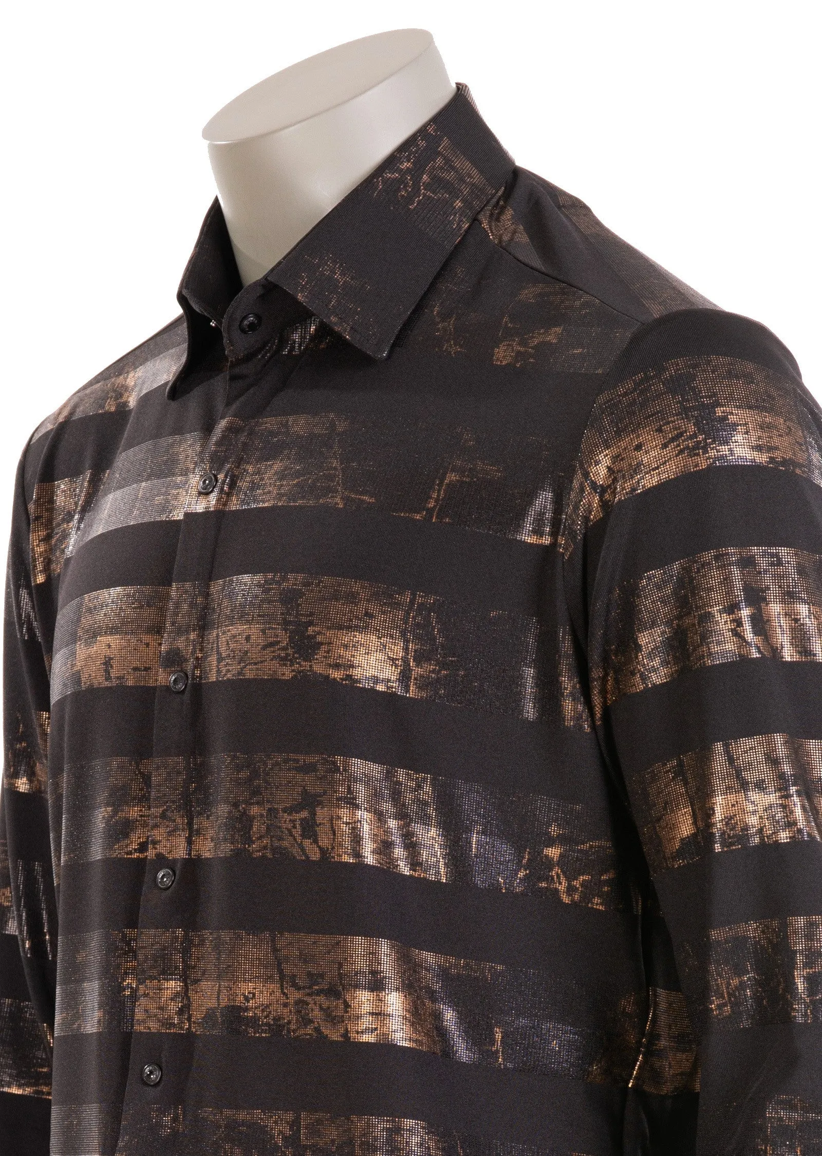 Black Gold Madras Metallic Stretchy Shirt