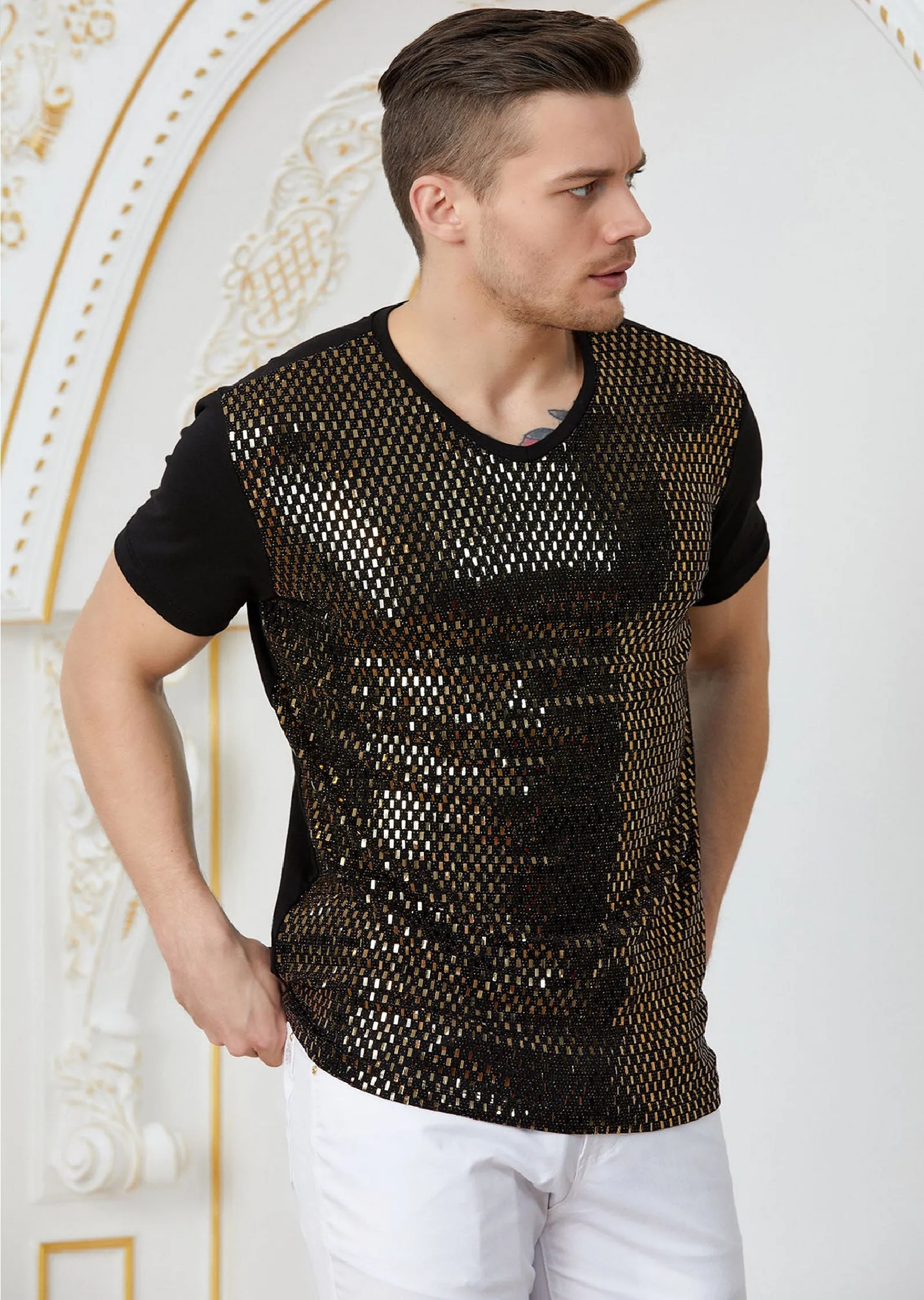 Black Gold Square Spandex Tee