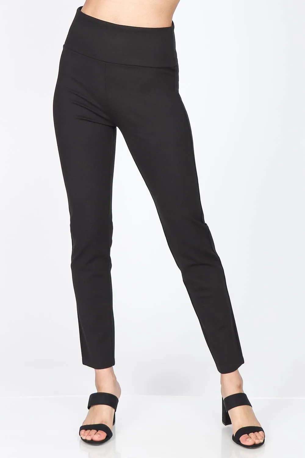 Black High Waist Ponte Skinny Pants