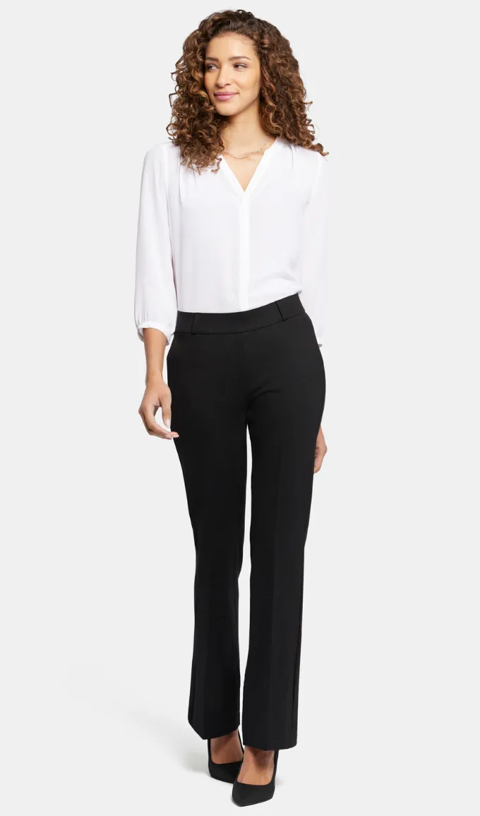 Black Pull-On Flared Trouser Pants