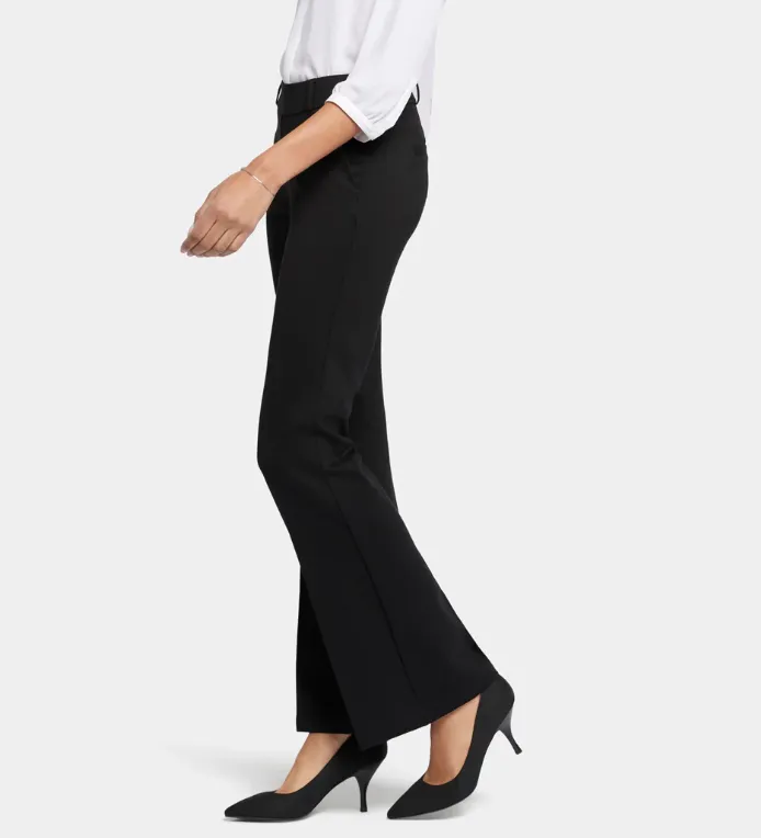 Black Pull-On Flared Trouser Pants