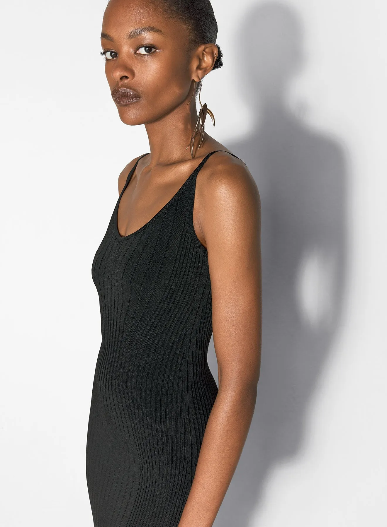 black sculpting knit dress