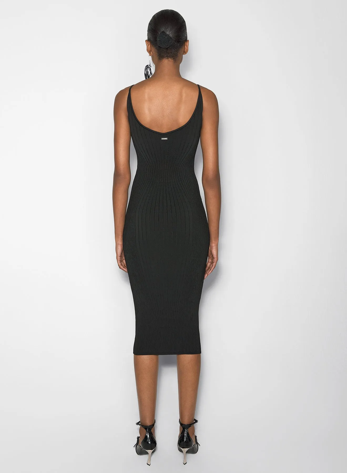 black sculpting knit dress