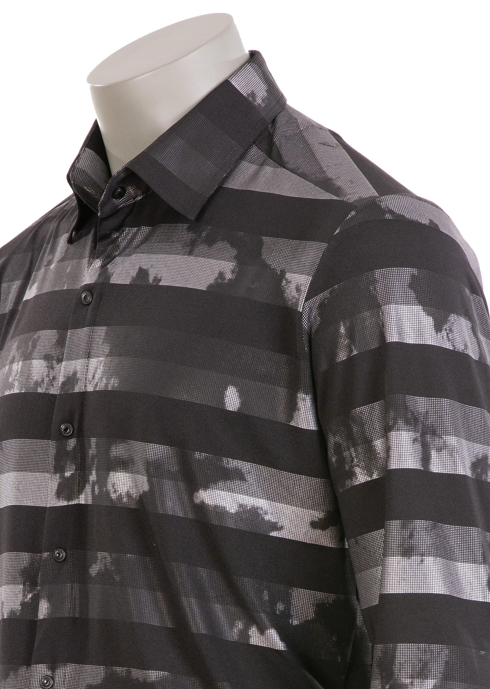 Black Silver Madras Metallic Stretchy Shirt