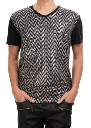 Black Silver Zigzag Tech Tee