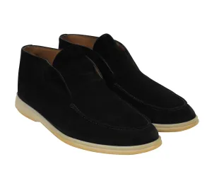 Black Suede Uomo Open Walk Mid Ankle Slip On's