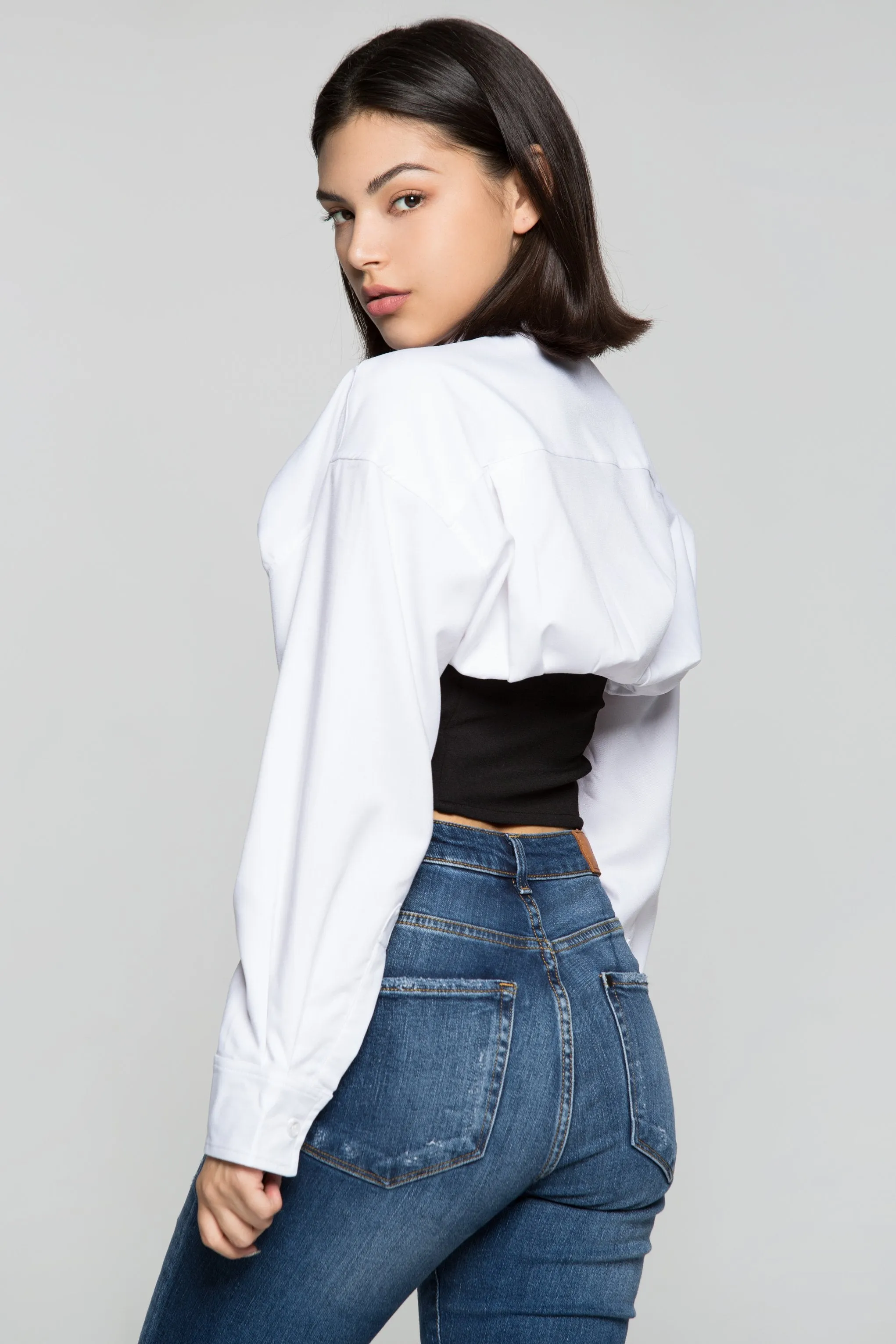 Black T-Shirt on White Raglan Sleeves Shirt