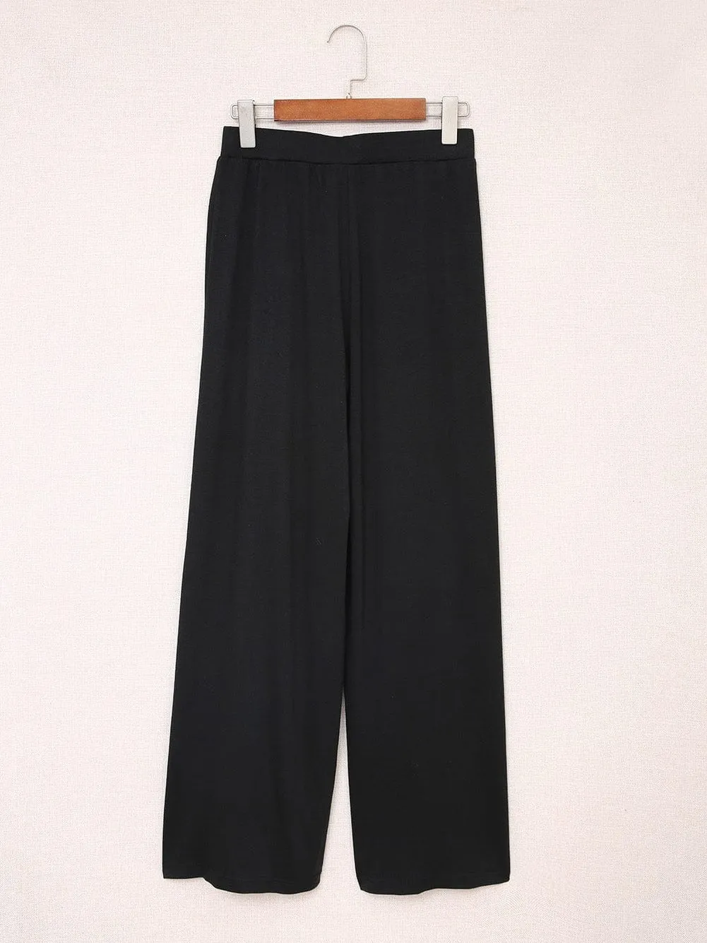 Black Tulip Hem High Waist Wide Leg Pants