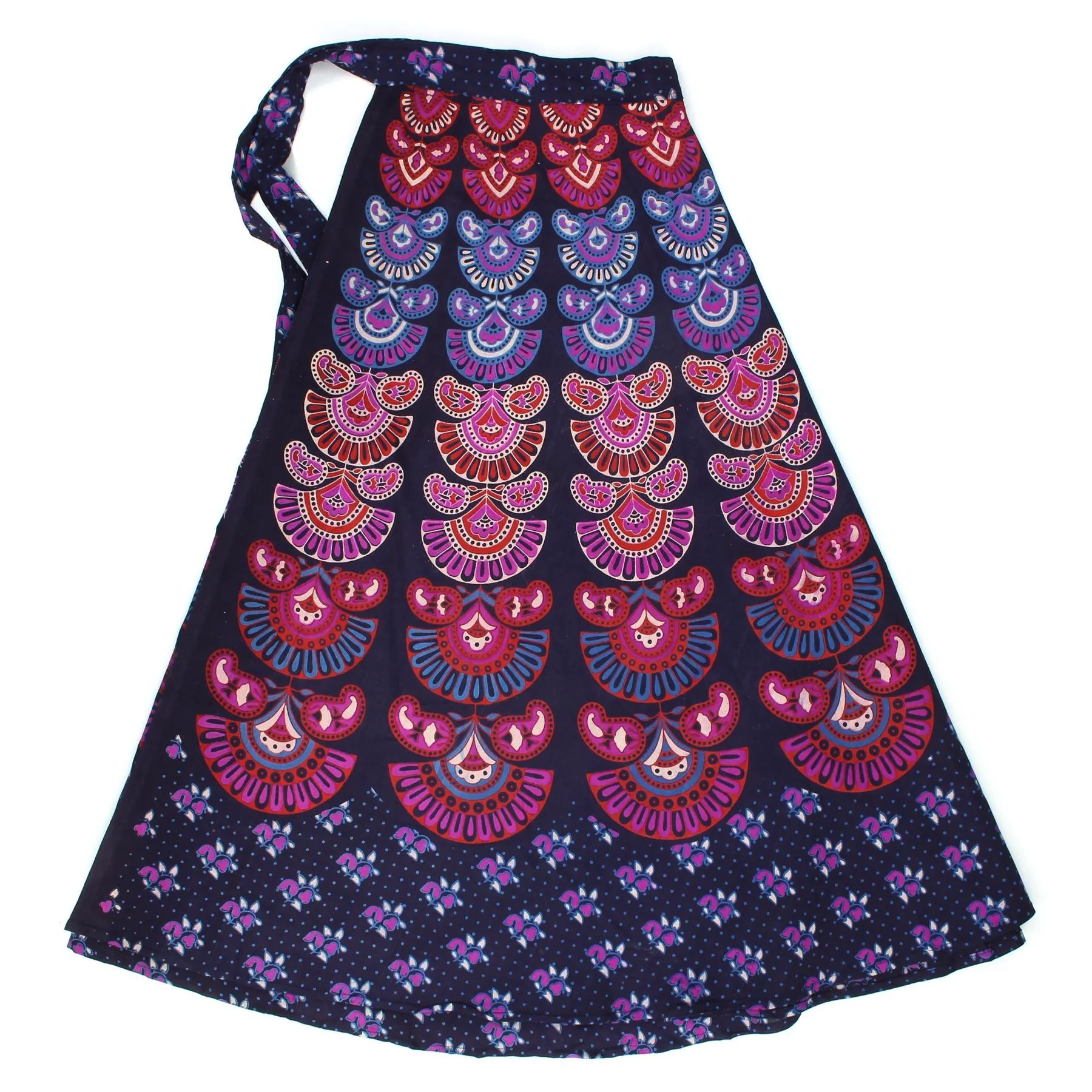 Block Print Mandala Maxi Wrap Skirt - Purple