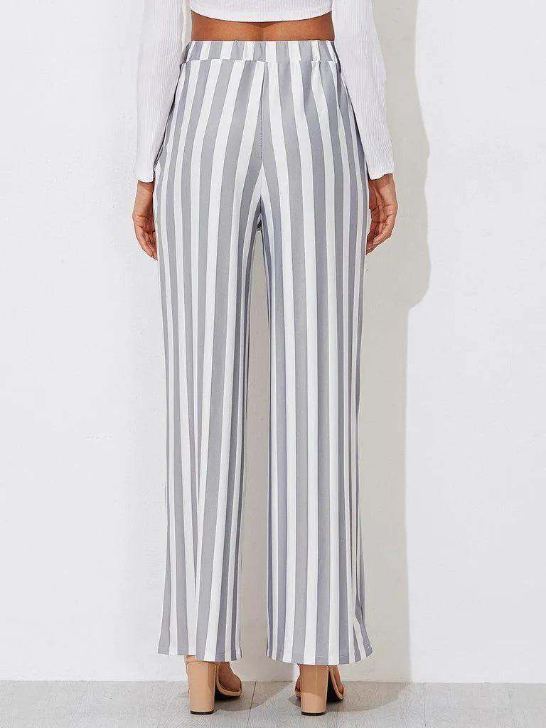 Block Striped Wide Leg Pants