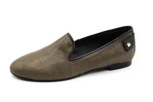 Blublonc  Brown Smooth Pebbled Suede Smoking Loafer Clara-C