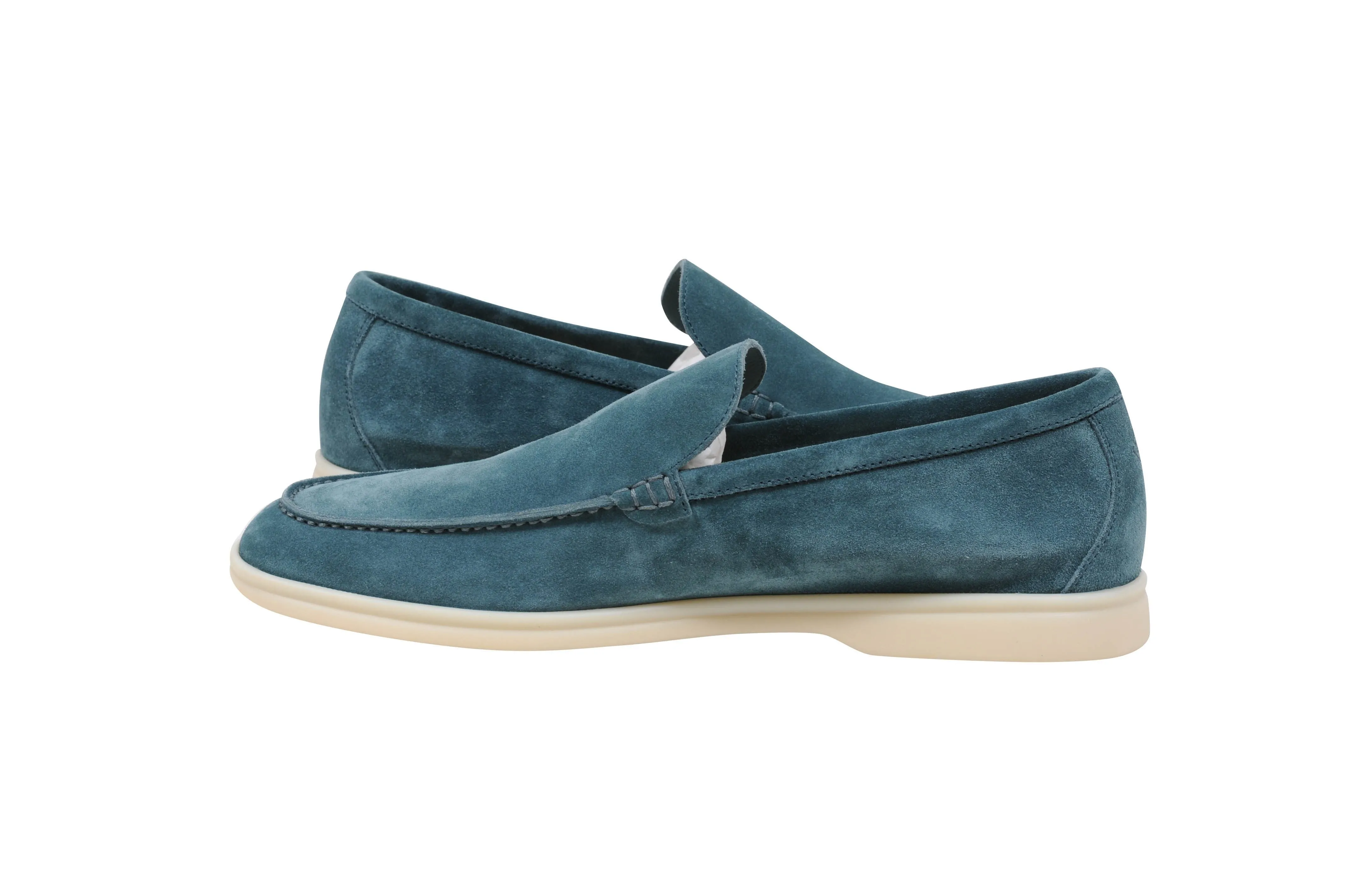 Blue Eucalyptus Suede Summer Walk Moccasin Slip On