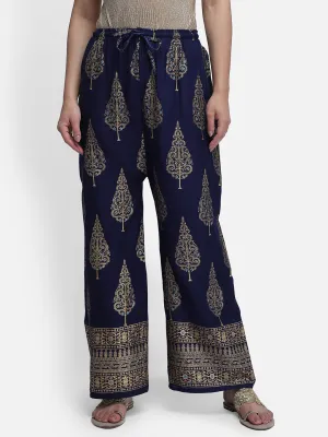 Blue paisely print palazzo pant