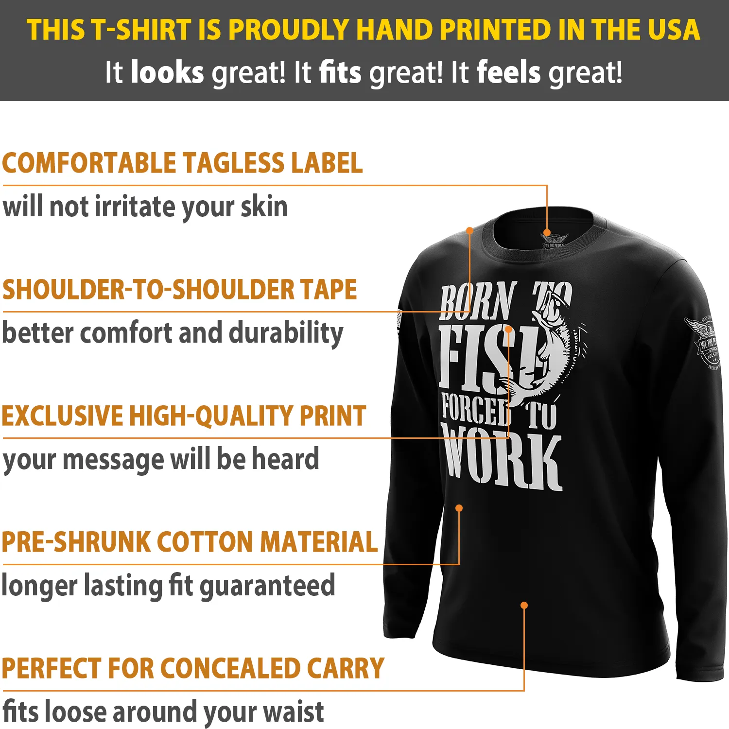 Born to Fish Forced to Work Long Sleeve Shirt