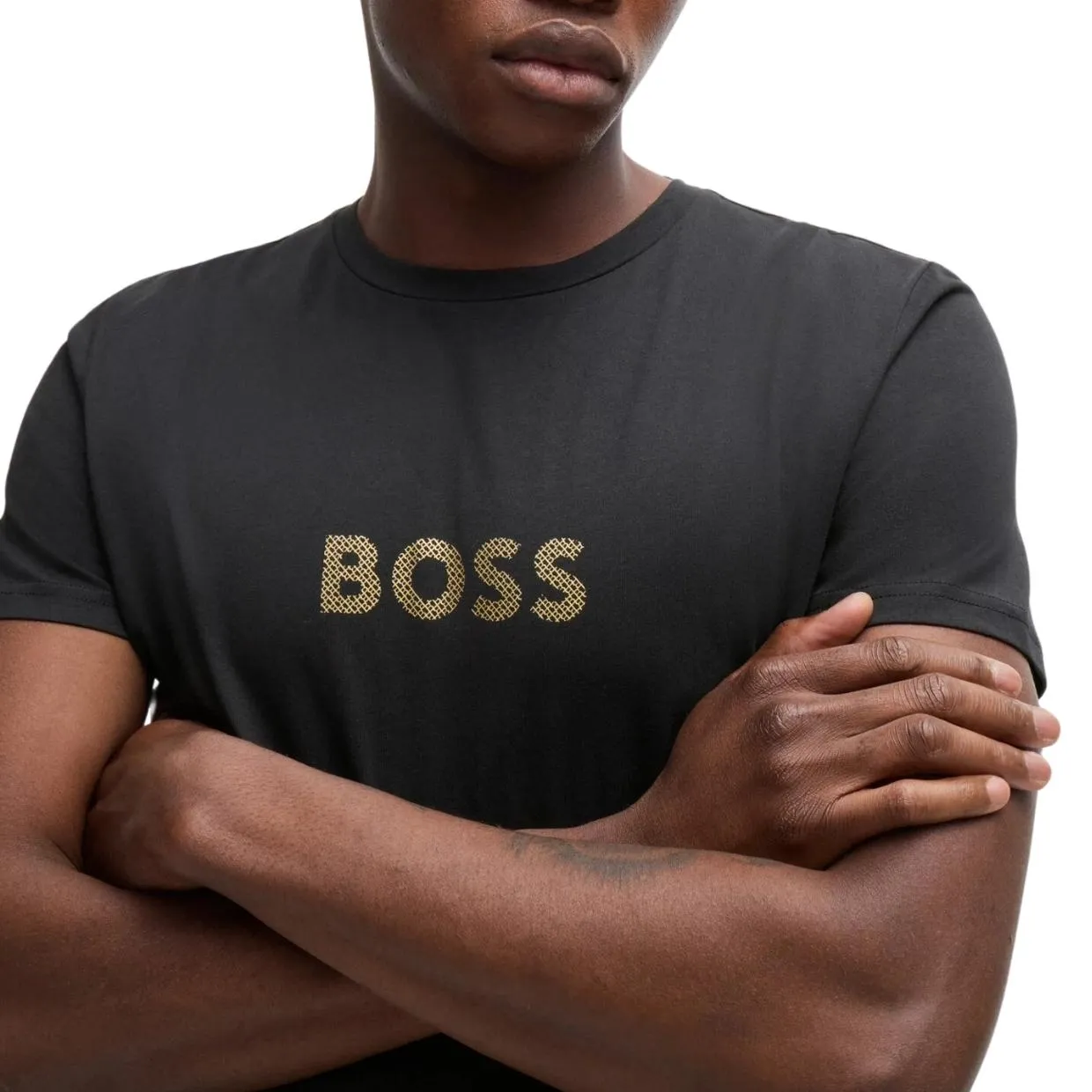 BOSS Metallic-Effect Logo Black T-Shirt