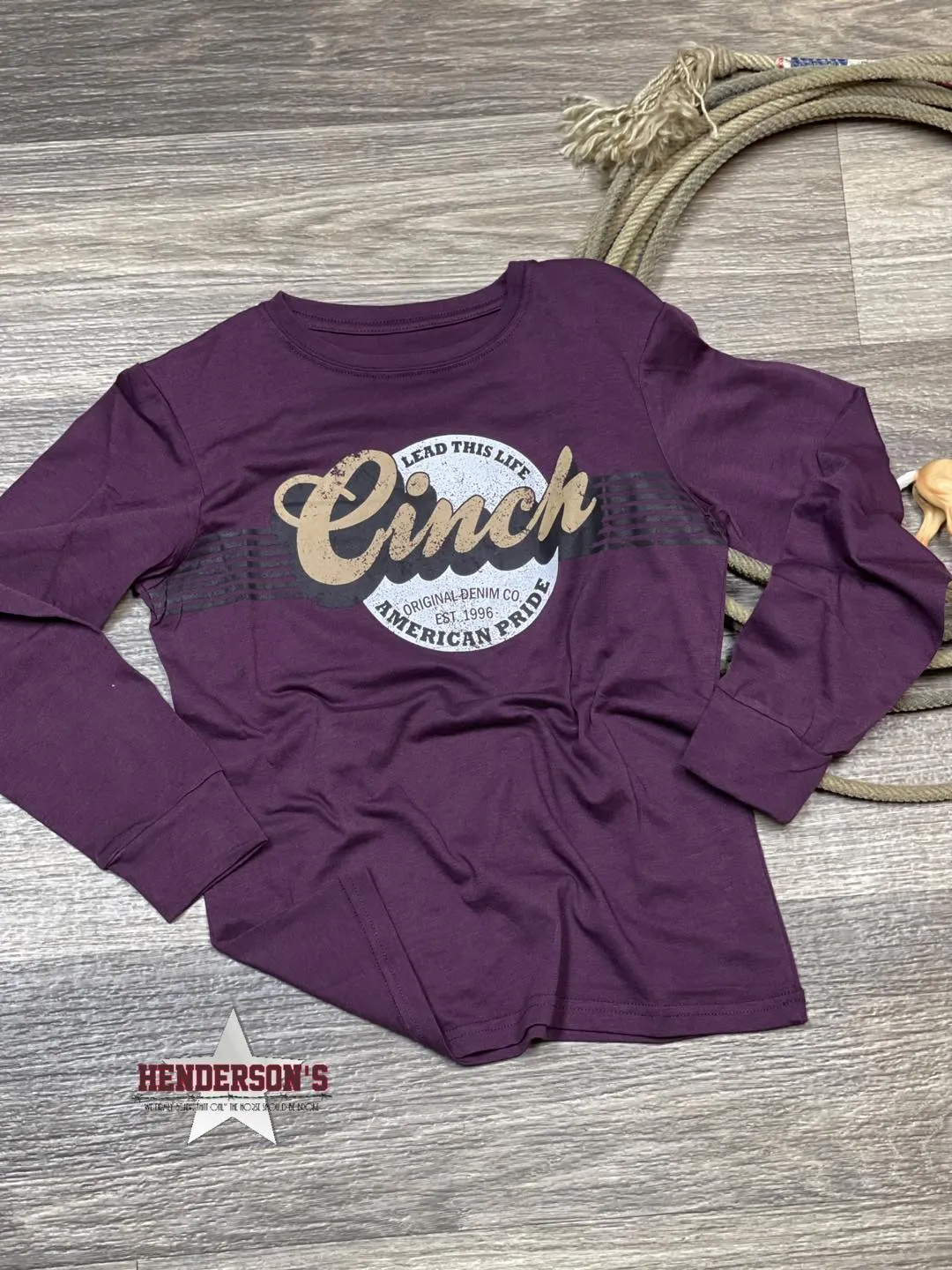 Boy's Cinch American Pride Long Sleeve Tee ~ Purple