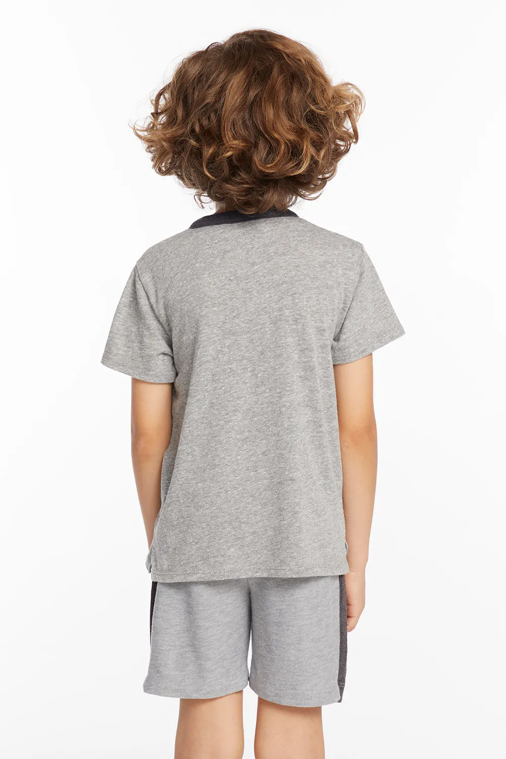 Boys Heather Grey Short Sleeve Henley