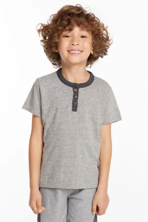 Boys Heather Grey Short Sleeve Henley