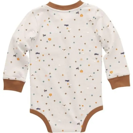 Boys' Long-Sleeve Printed Henley Bodysuit (Infant)