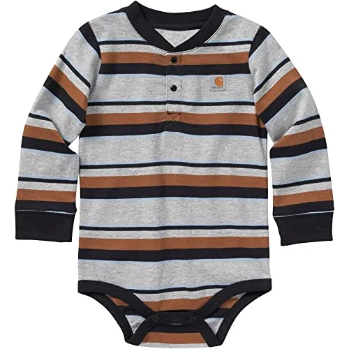 Boys' Long-Sleeve Stripe Henley Bodysuit CA6307