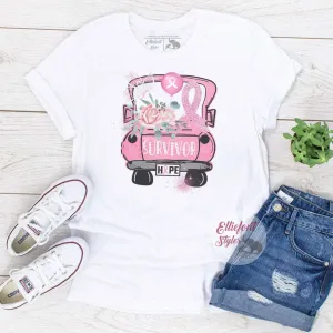 Breast Cancer Shirt Vintage Truck Pink Ribbon