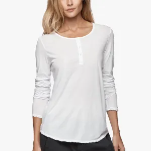 Button Down Henley - White