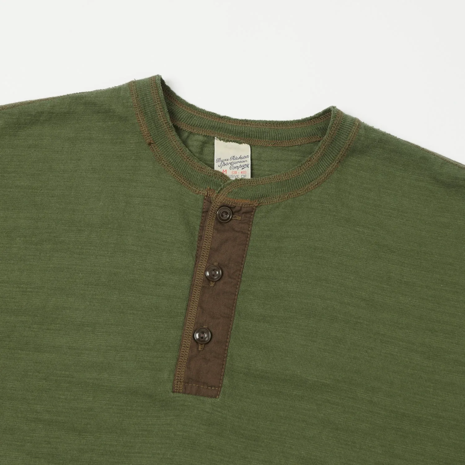 Buzz Rickson's S/S Henley Tee - Olive