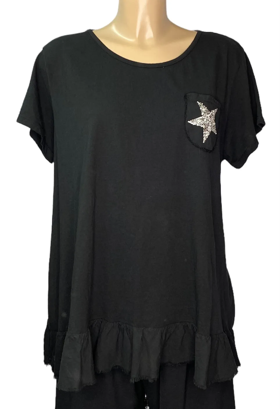 Callie Metallic Studded Star T-Shirt With Pocket (6 Colours)