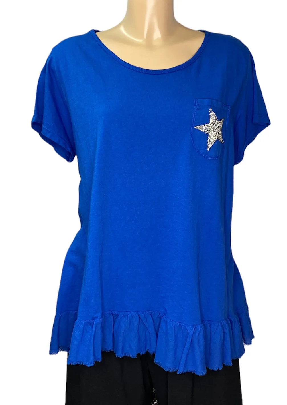 Callie Metallic Studded Star T-Shirt With Pocket (6 Colours)