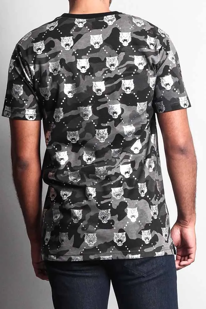 Camo Foil Tiger Head T-Shirt