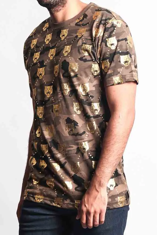 Camo Foil Tiger Head T-Shirt