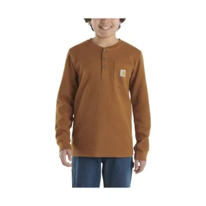 Carhartt Boys' Long Sleeve Henley Pocket Tee - Brown