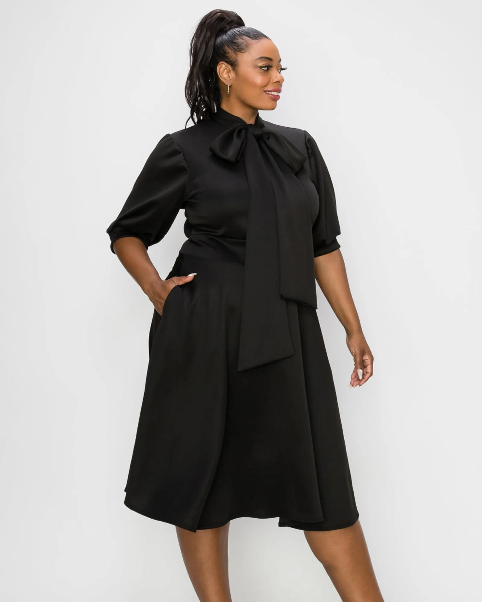 Casey Scuba Flare Dress | Black