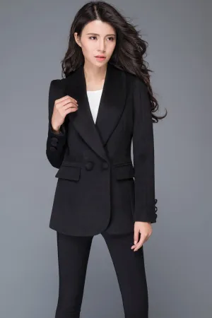 Casual fashion Black Wool short Jacket C993 XS#YY04417