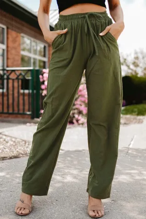 Casual High Waist Solid Color Wide Leg Pants