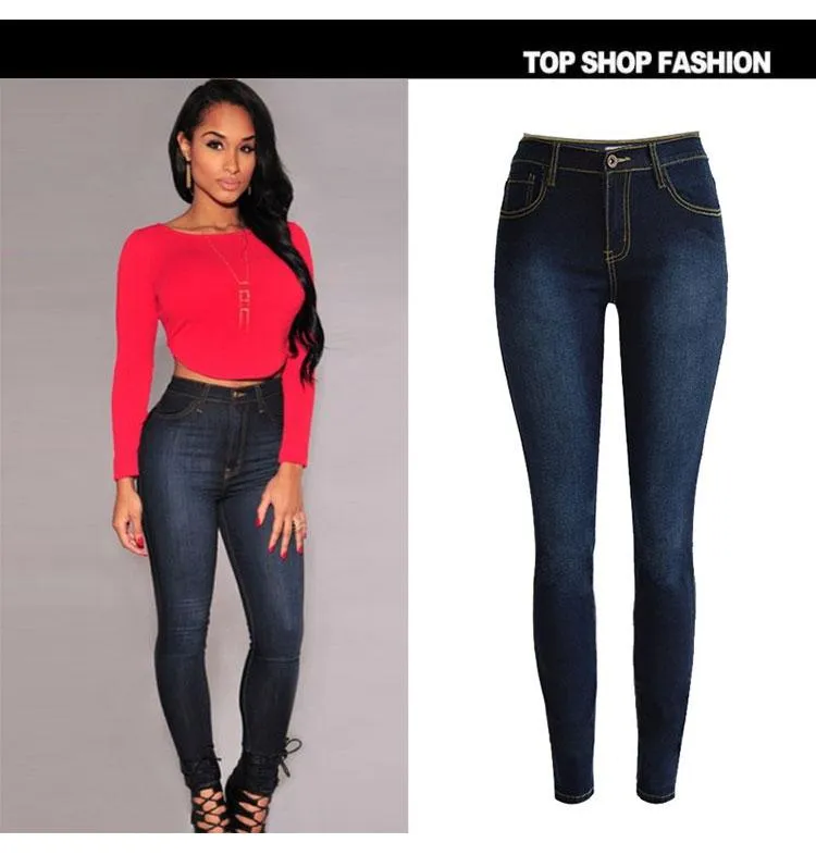 casual solid color high waist bodycon trousers jeans