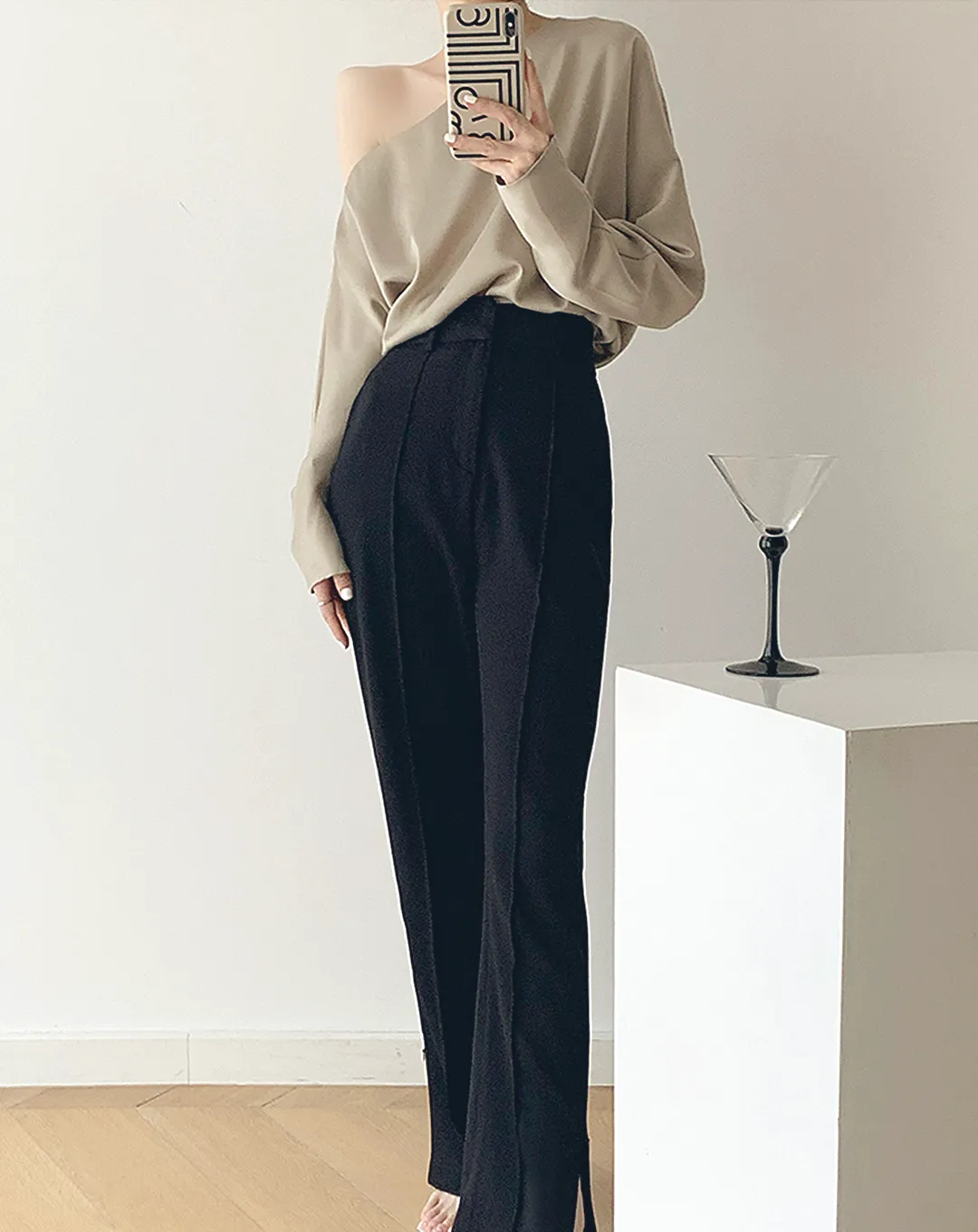 ♀Center Press High Waist Pants